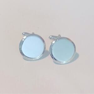 Cufflinks Vtg SWANK MCM Classic Round Minimalist Silver Tone Signed